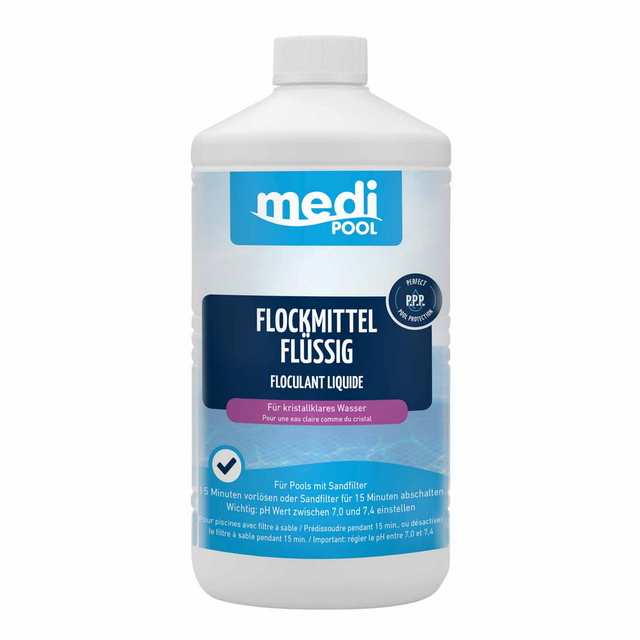 mediPOOL Flockmittel flüssig 1 Liter mit Sofortwirkung, für die Poolpflege