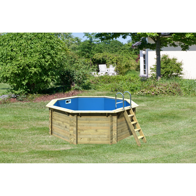 Karibu Massivholzpool-Set 'Maui 1' 350 x 350 x 124 cm mit Edelstahlleiter und Filteranlage