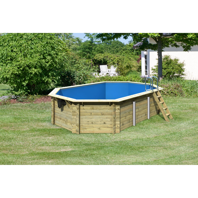 Karibu Massivholzpool-Set 'Maui 4' 560 x 350 x 124 cm mit Edelstahlleiter und Filteranlage
