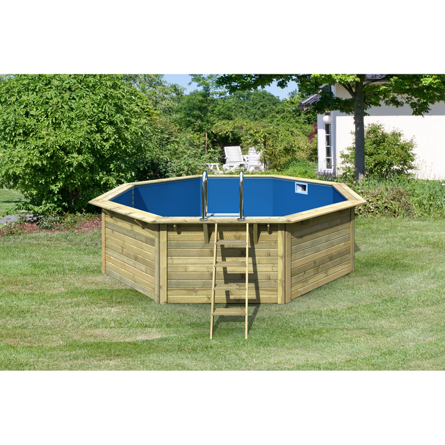 Karibu Massivholzpool-Set 'Paia 2' 420 x 420 x 121 cm mit Innenhülle blau, Filteranlage