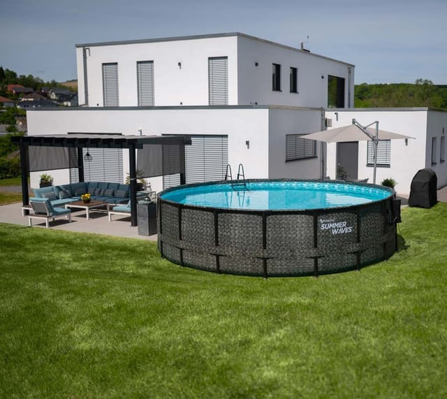 Aufstellpool 'Elite Frame' Rattan-Optik grau Ø 549 x 132 cm