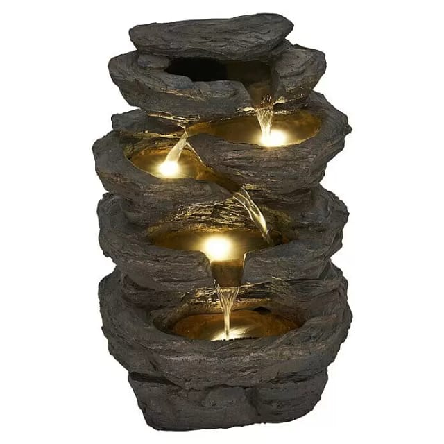 Ubbink Wasserfall in Felsoptik mit LED-Beleuchtung 26 x 42 x 20 cm