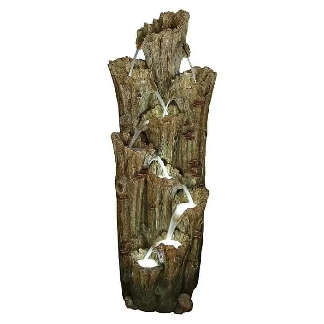 Ubbink Wasserfall 'Tiros' in Holzoptik mit Led-Beleuchtung 70 x 74 x 200 cm