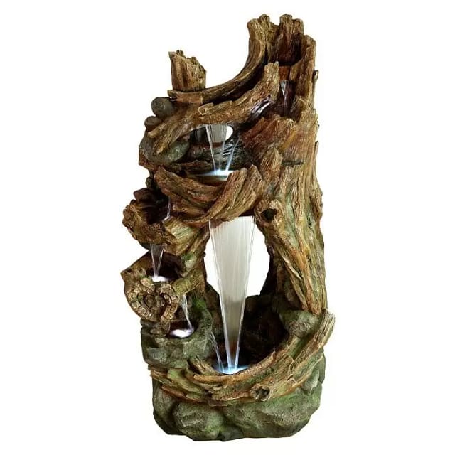 Ubbink Wasserfall 'Kalloni' in Holz-/Steinoptik mit LED-Beleuchtung 65 x 104 x 207 cm
