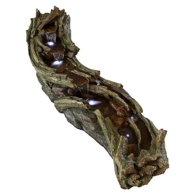 Ubbink Bachlauf 'Avisio' in Holzoptik mit LED-Beleuchtung 199 x 52 x 70 cm