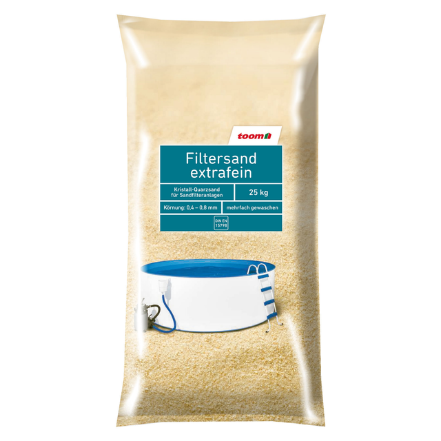 toom Filtersand extrafein für Sandfilteranlagen, Körnung 0,4 - 0,8 mm, 25 kg