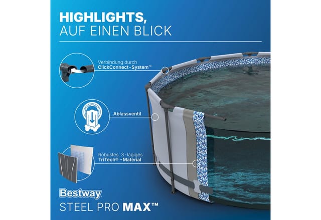 Bestway Frame-Pool-Set 'Steel Pro MAX™' Ø 457 x 107 cm mit Filterpumpe