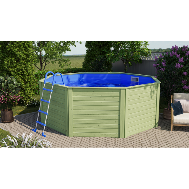 Karibu Massivholzpool-Set 'Modell X0' 320,5 x 121 x 320,5 mit Stahlrohrleiter