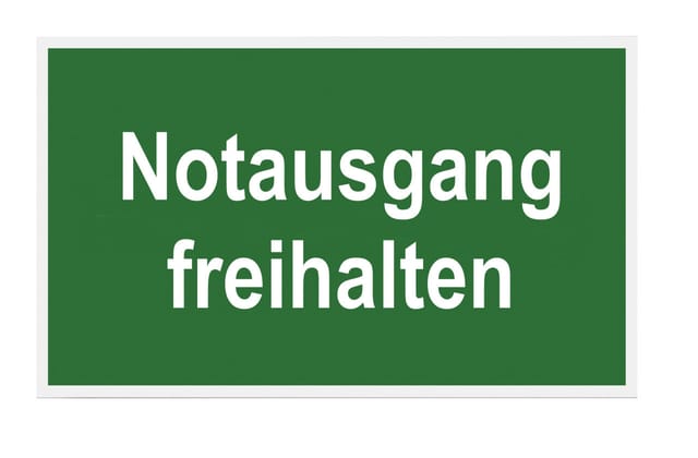Schild 'Notausgang freihalten'
