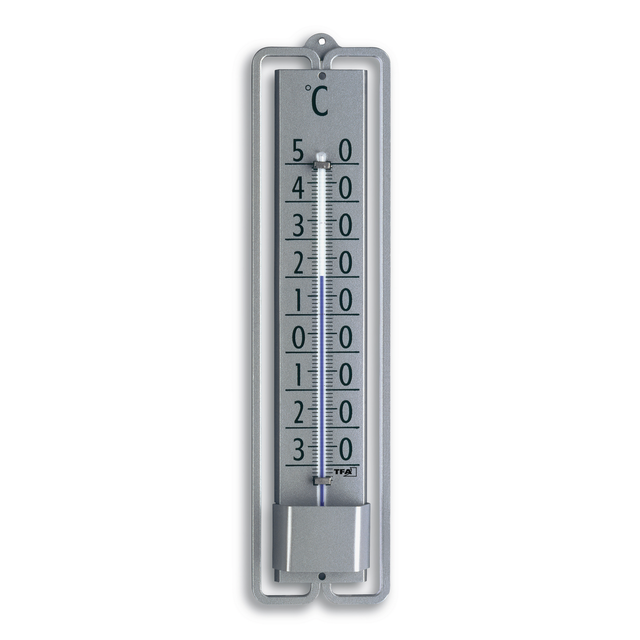 TFA Dostmann Innen- oder Außenthermometer 'Novelli Design' Metall silbern 4,8 x 1,6 x 19,5 cm