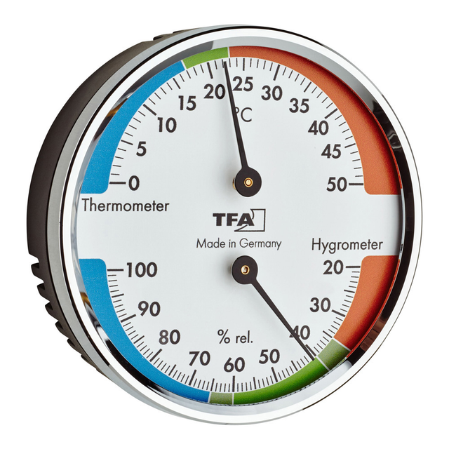 TFA Dostmann Thermo- und Hygrometer verchromt Ø 7 cm