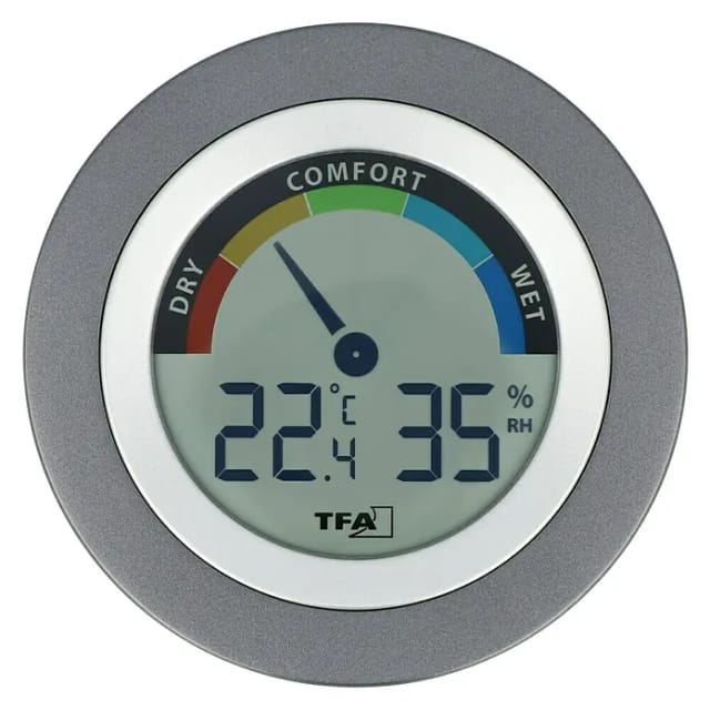 TFA Dostmann Thermo- und Hygrometer 'Cosy' Kunststoff grau, silbern 11,4 x 7,7 x 10,4 cm
