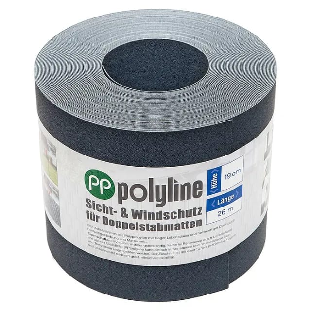deutsche zauntechnik Sichtschutzstreifen 'polyline' anthrazit 19 x 2600 cm