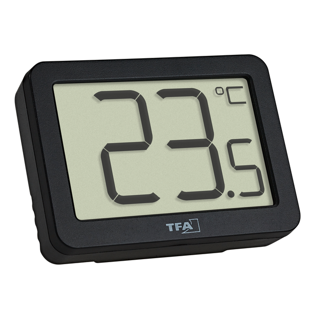 TFA Dostmann Digitales Mini-Thermometer Kunststoff schwarz 5,5 x 1,5 x 4 cm