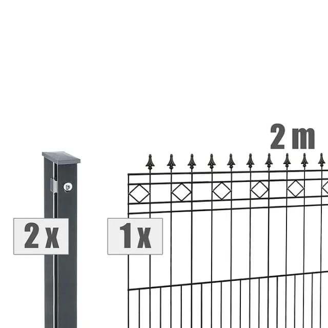 deutsche zauntechnik Zaunsystem-Set 'Residenz klassik Rimini' anthrazit 200 x 110 cm