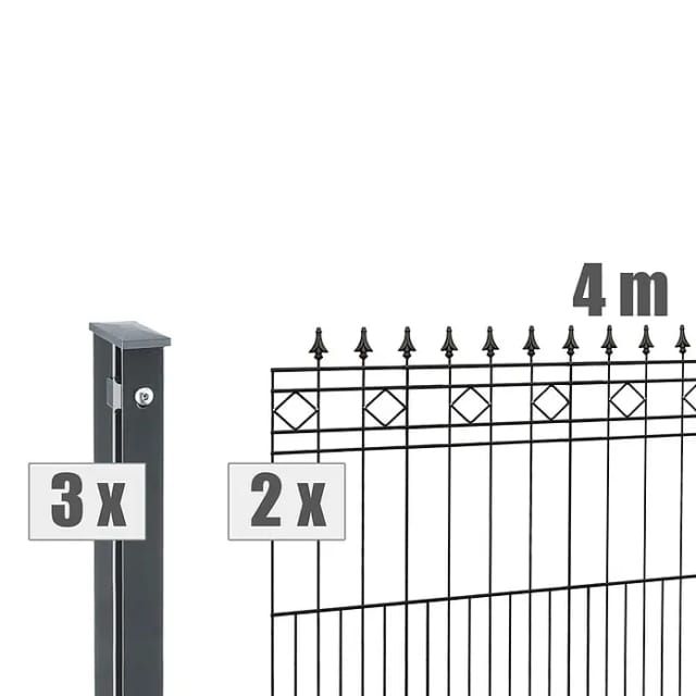 deutsche zauntechnik Zaunsystem-Set 'Residenz klassik Rimini' anthrazit 400 x 90 cm