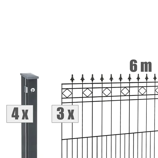 deutsche zauntechnik Zaunsystem-Set 'Residenz klassik Rimini' anthrazit 600 x 90 cm
