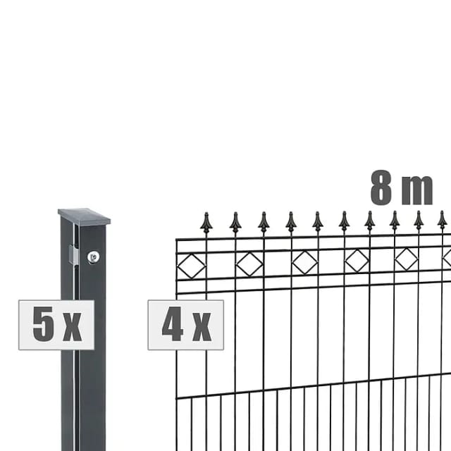 deutsche zauntechnik Zaunsystem-Set 'Residenz klassik Rimini' anthrazit 800 x 90 cm