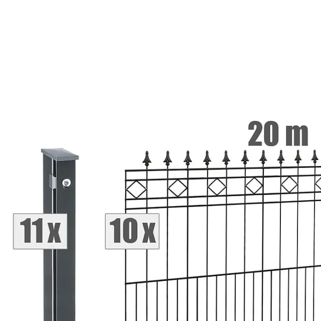 deutsche zauntechnik Zaunsystem-Set 'Residenz klassik Rimini' anthrazit 2000 x 110 cm