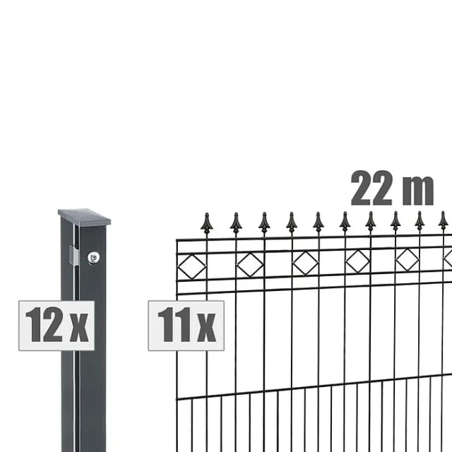 deutsche zauntechnik Zaunsystem-Set 'Residenz klassik Rimini' anthrazit 2200 x 110 cm