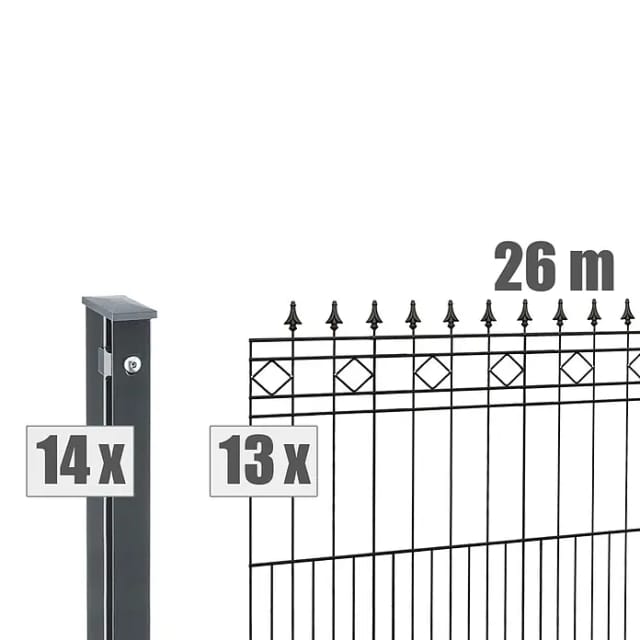 deutsche zauntechnik Zaunsystem-Set 'Residenz klassik Rimini' anthrazit 2600 x 110 cm