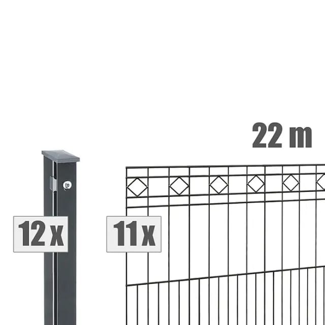 deutsche zauntechnik Zaunsystem-Set 'Residenz klassik Turin' anthrazitgrau 2200 x 80 cm