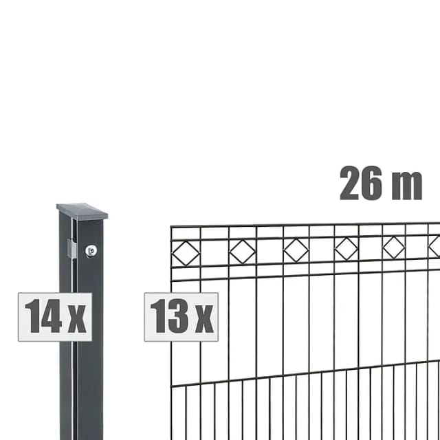 deutsche zauntechnik Zaunsystem-Set 'Residenz klassik Turin' anthrazitgrau 2600 x 80 cm