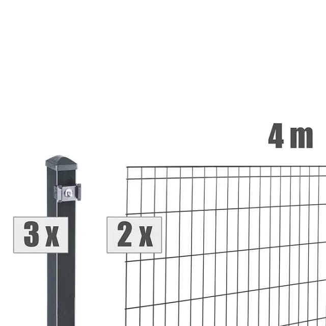 deutsche zauntechnik Doppel-/Einstabmatten-Set 'Michl' anthrazitgrau 400 x 120 cm