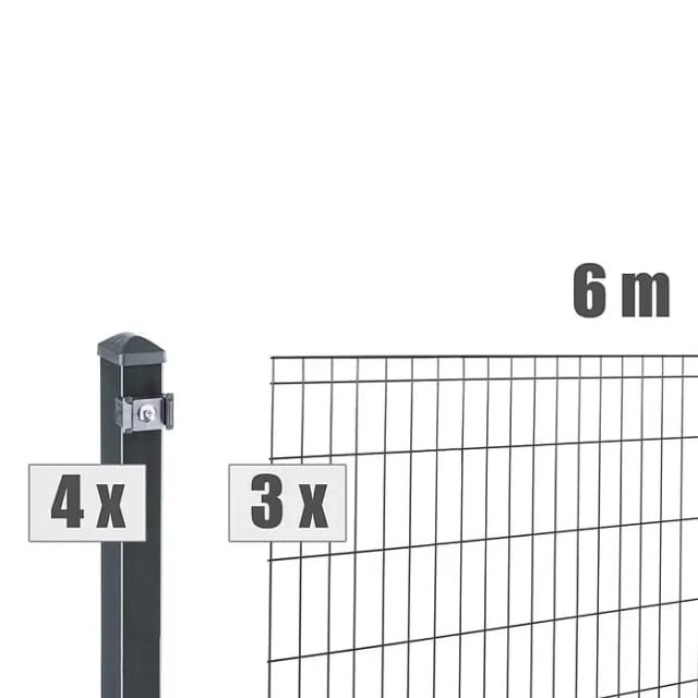 deutsche zauntechnik Doppel-/Einstabmatten-Set 'Michl' anthrazitgrau 600 x 100 cm