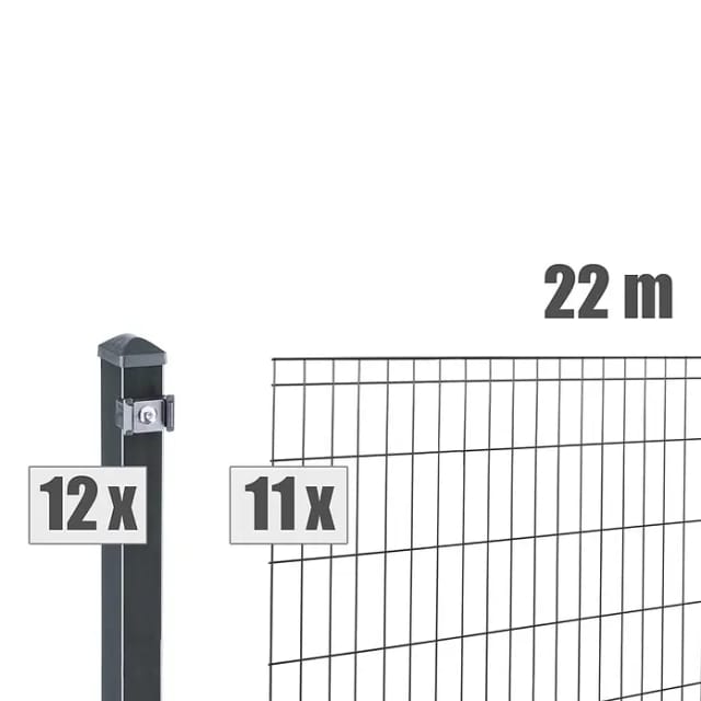 deutsche zauntechnik Doppel-/Einstabmatten-Set 'Michl' anthrazitgrau 2200 x 80 cm