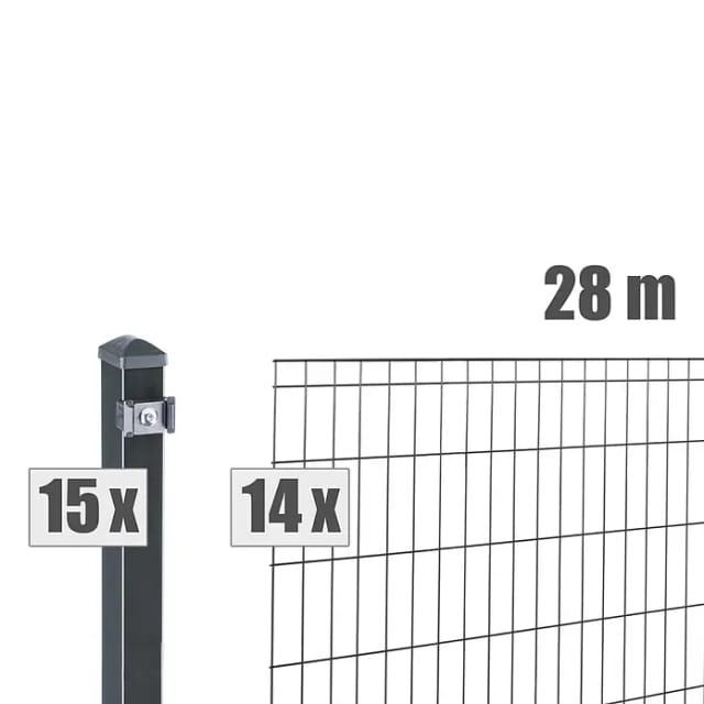 deutsche zauntechnik Doppel-/Einstabmatten-Set 'Michl' anthrazitgrau 2800 x 120 cm