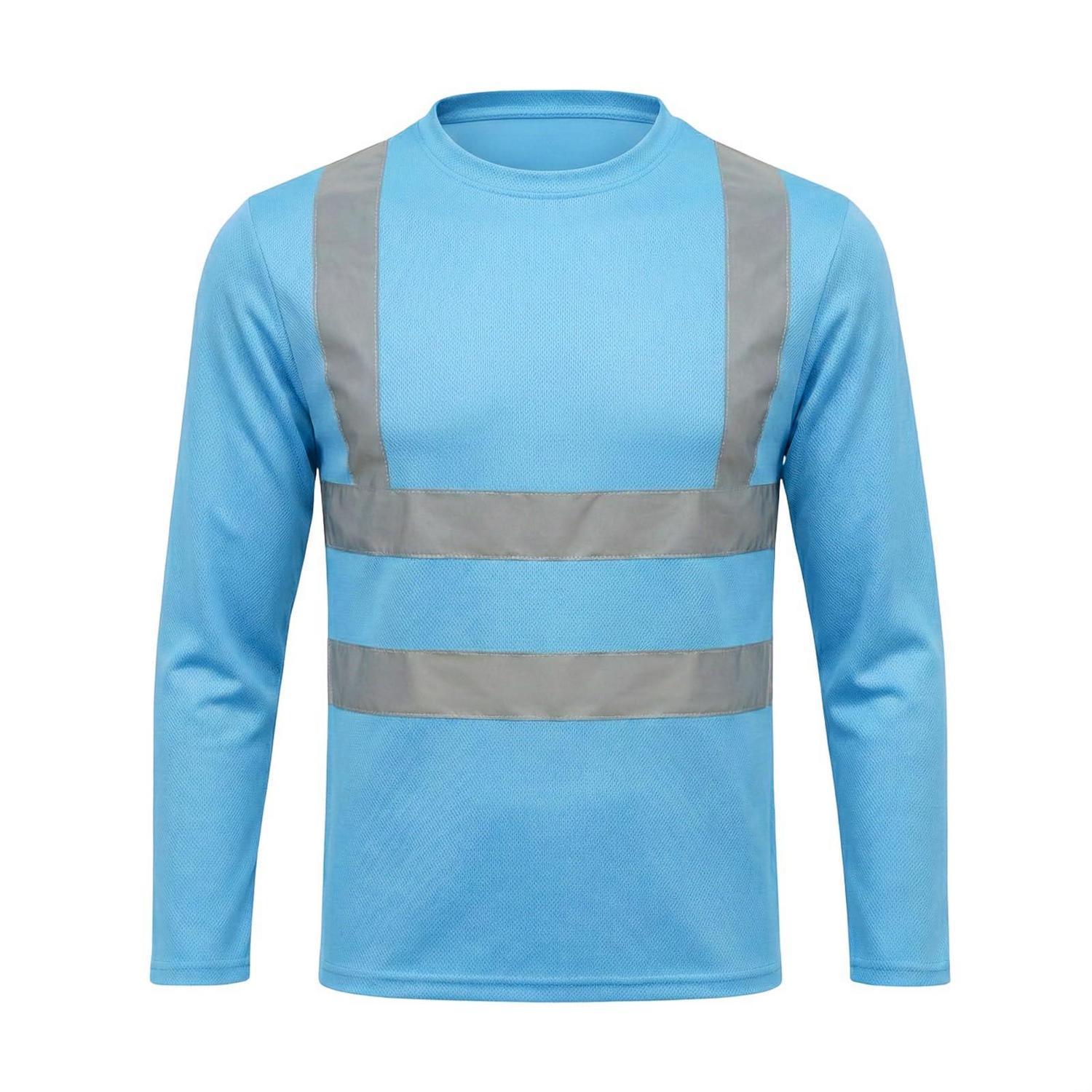 Warnschutz T-shirt Atmungsaktiv Reflektierend Arbeitskleidung Kurzarm Blau
