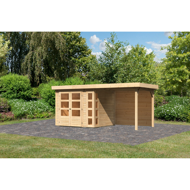 Karibu Gartenhaus-Set 'Terko 3' naturbelassen mit Schleppdach 491 x 211 x 238 cm