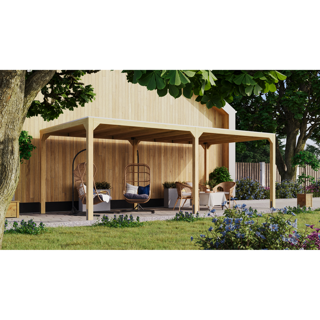 Karibu Pavillon-Set 'Cubus' naturbelassen mit Verlängerung