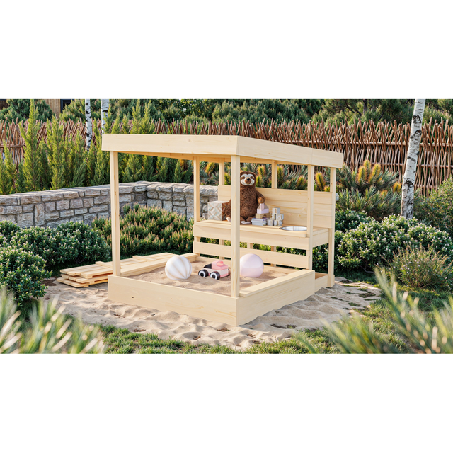 Karibu Sandkiste 'Max' Fichtenholz naturbelassen 111,5 x 122,5 x 135,5 cm