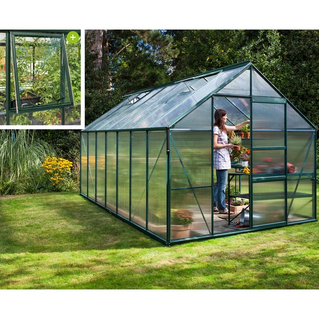 Vitavia Gewächshaus 'Meridian 1 11500' 254,4 x 441 cm mit 4 mm Hohlkammerplatten smaragdfarben