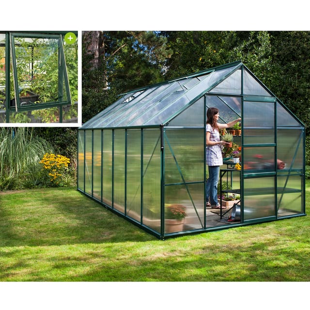 Vitavia Gewächshaus 'Meridian 1 11500' 254,4 x 441 cm mit 6 mm Hohlkammerplatten smaragdfarben