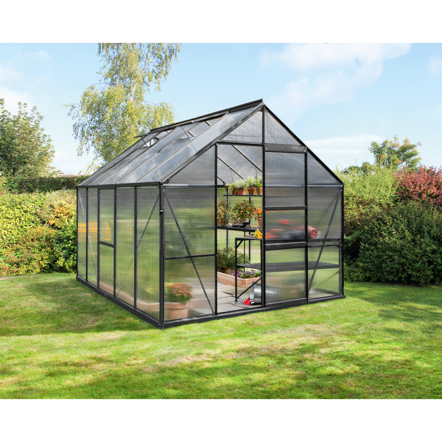 Vitavia Gewächshaus 'Meridian 1 8300' 254,4 x 316,6 cm mit 4 mm Hohlkammerplatten schwarz