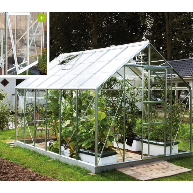 Vitavia Gewächshaus 'Meridian 1 9900' 254,4 x 378,8 cm mit 3 mm Sicherheitsglas aluminiumfarben