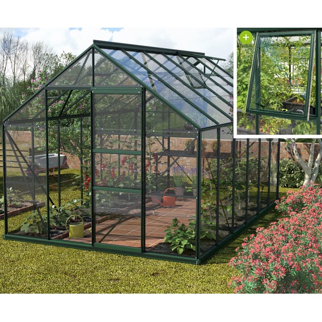 Vitavia Gewächshaus 'Meridian 1 9900' 254,4 x 378,8 cm mit 3 mm Sicherheitsglas smaragdfarben