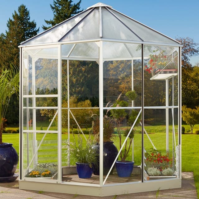 Vitavia Gewächshaus 'Hera 4500' 221x253 cm mit 3 mm Sicherheitsglas/6 mm Hohlkammerplatten weiß