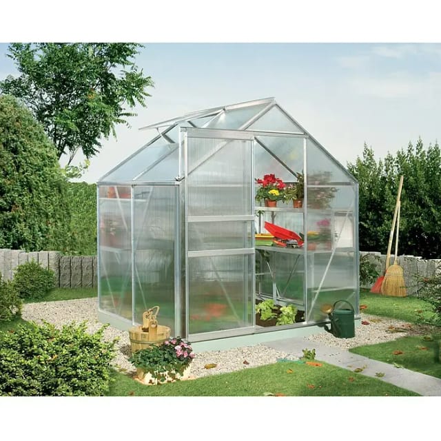 Vitavia Gewächshaus 'Calypso 3000' 195 x 158 cm mit 4 mm Hohlkammerplatten silbern