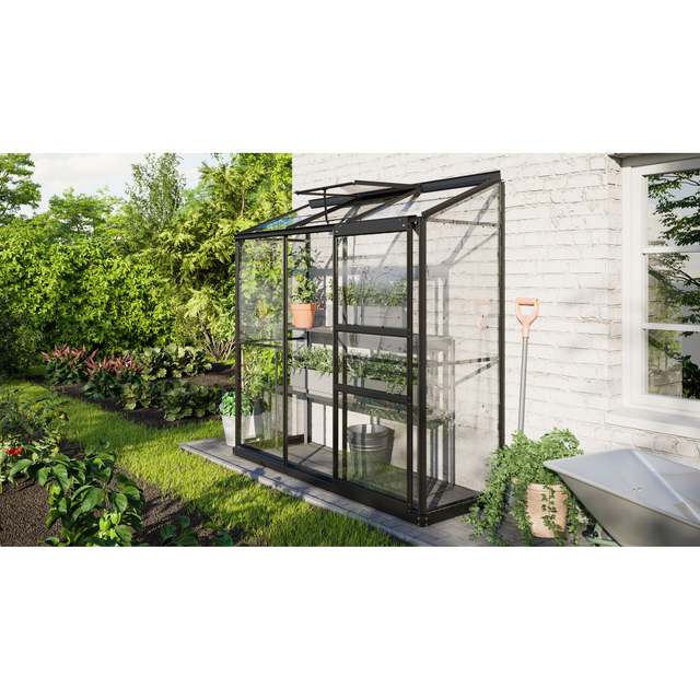 Vitavia Anlehngewächshaus 'Ida 1300' 192,8 x 68,8 cm mit 3 mm Sicherheitsglas schwarz