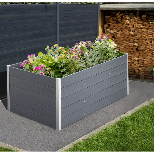 Hochbeet XL aus WPC 200 x 75 x 100 cm grau