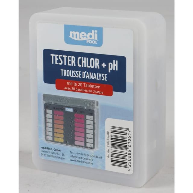 mediPOOL Wasseranalysetabletten für Chlor- und pH-Tester, 40-teilig
