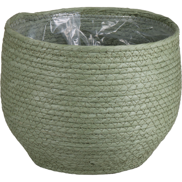 Seegrastopf rund bauchig grün mit Polybeutel Ø 22 x 19 cm