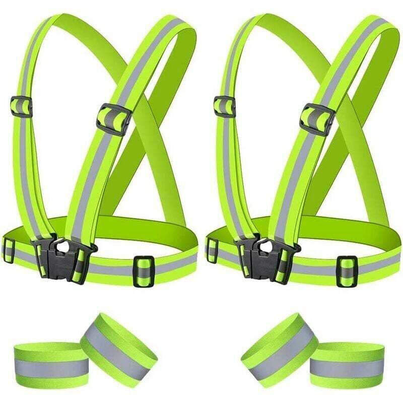 Aiperq Sicherheitsweste, Reflektierende Westen, 2 Hochsichtbare Sicherheitswesten, 4 Reflektierende Armbänder, Zum Laufen, Spazierengehen, Radfahren Und Motorradfahren Bei Nacht, Für Erwachsene Und Ki