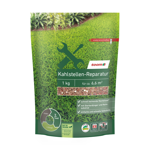 toom Rasen-Kahlstellenreparatursaat 1 kg für ca. 6,6 m²