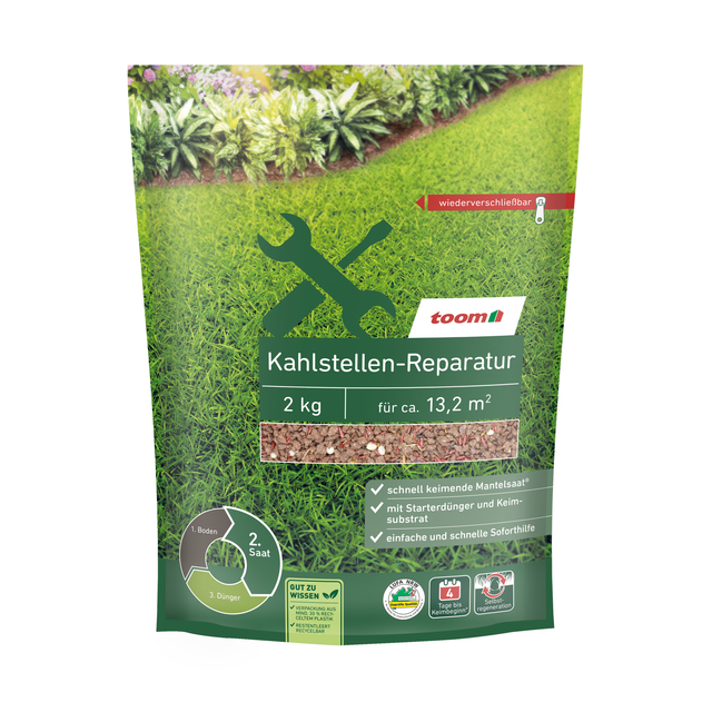 toom Rasen-Kahlstellenreparatursaat 2 kg für ca. 13,2 m²