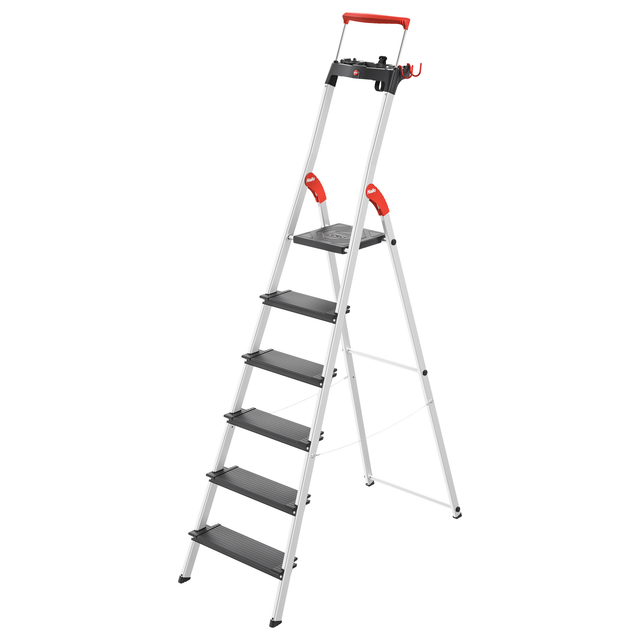 Hailo Stehleiter 'L100 TopLine' 6 Stufen, silbern 128 cm